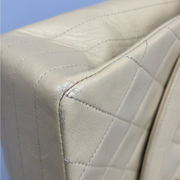 Chanel single flap lambskin beige square chain bag - Picture 10 of 16